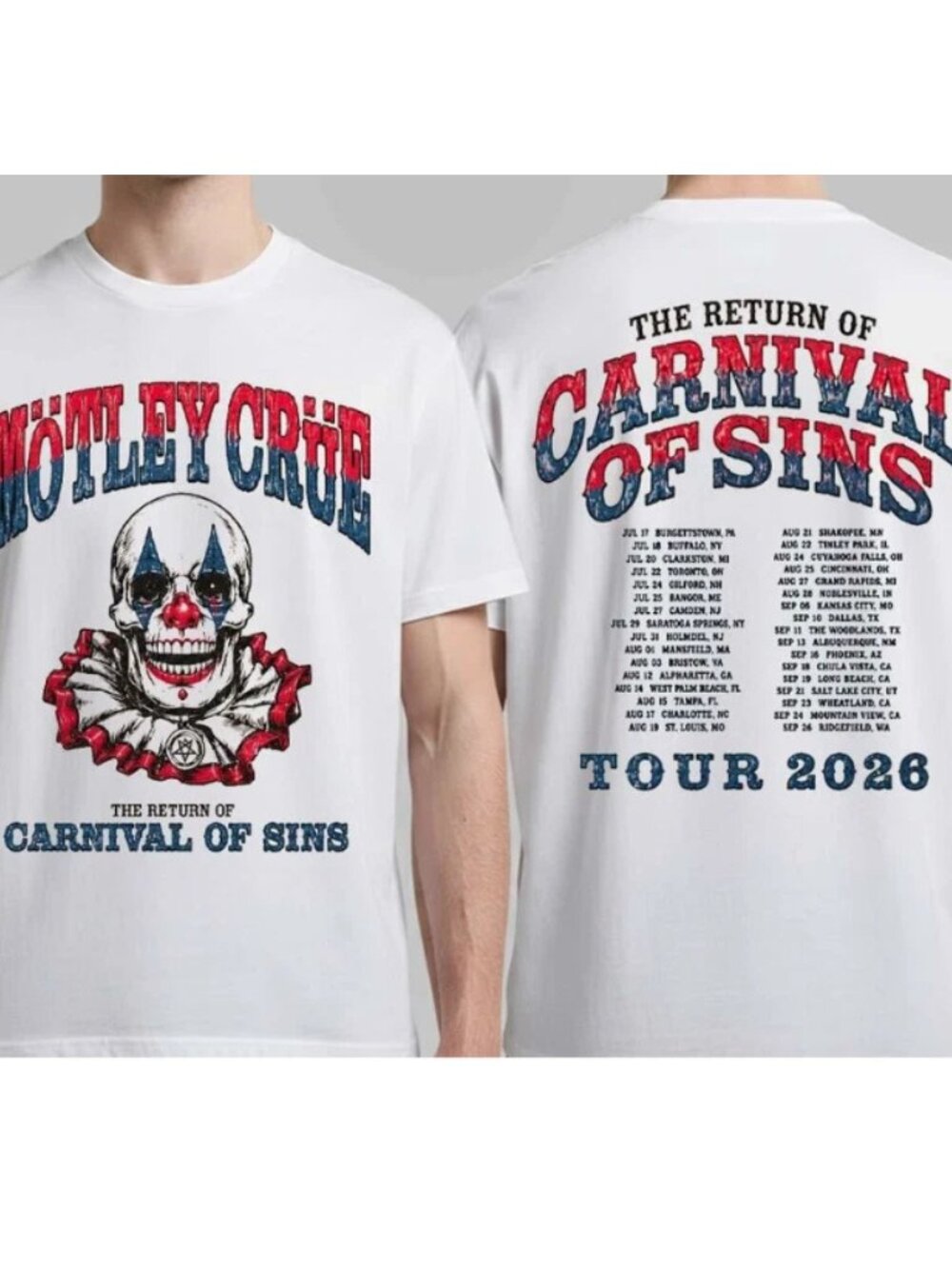Motley Crue Return Of Carnival Of Sins Tour 2026 Graphic Tee